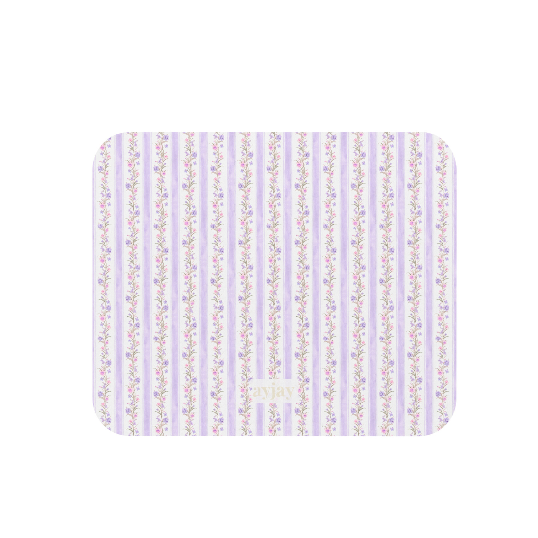 PURPLE FLORAL STRIPES MOUSE PAD