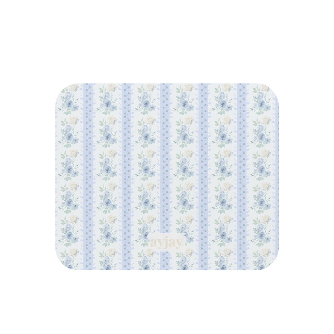 BLUE FLORAL STRIPES MOUSE PAD