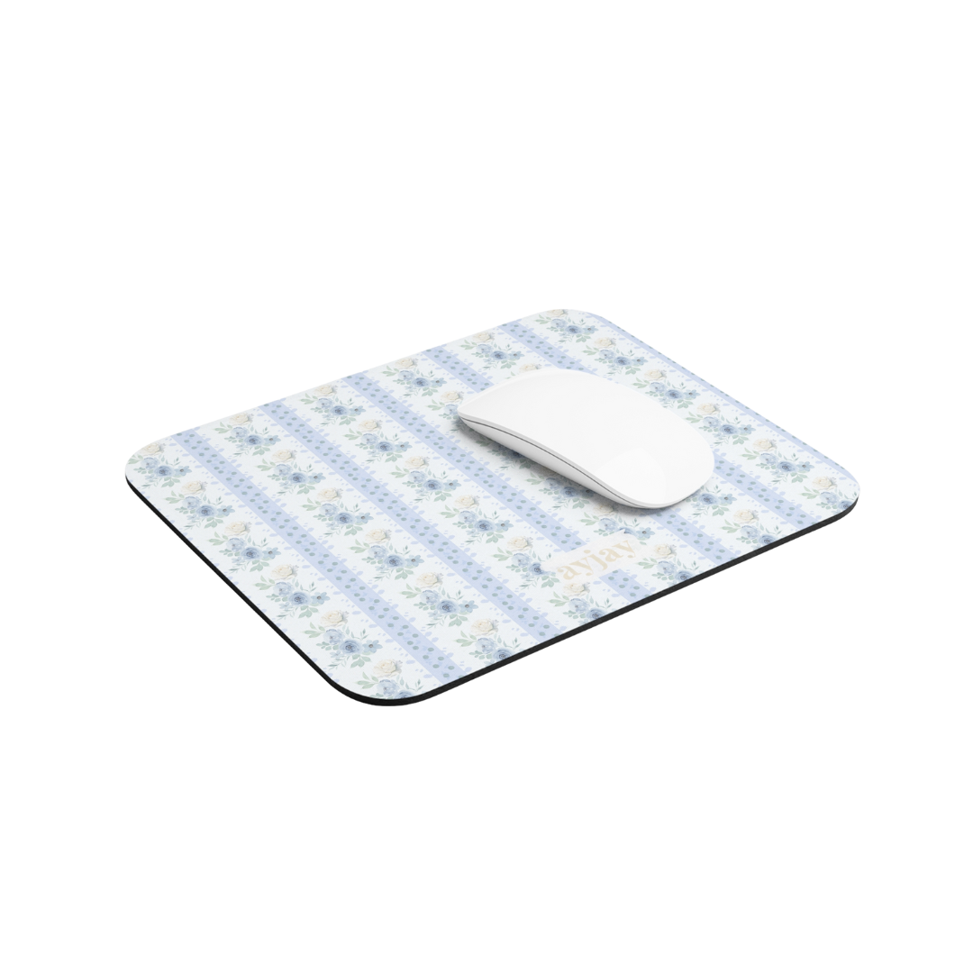 BLUE FLORAL STRIPES MOUSE PAD