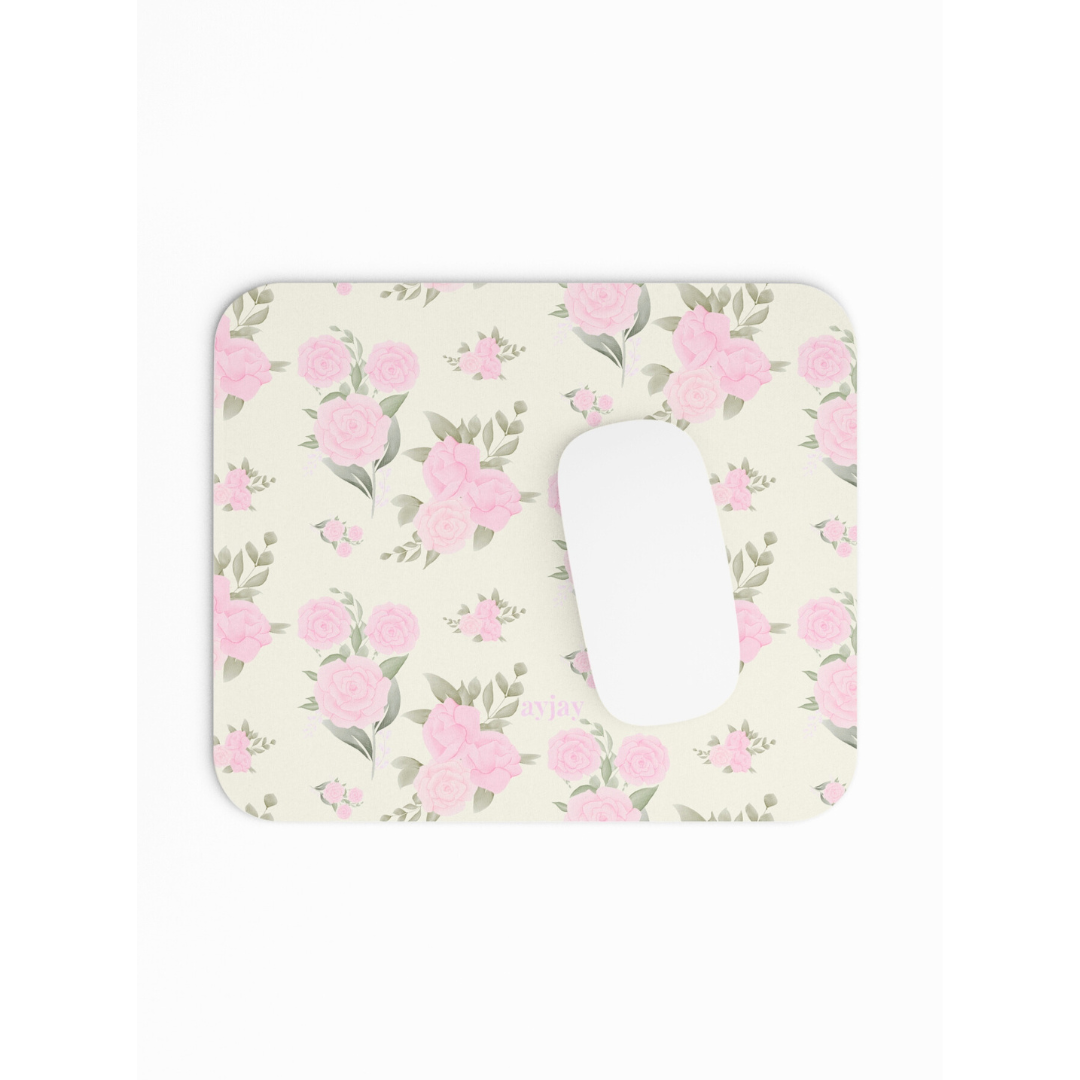 IVORY PINK ROSES MOUSE PAD