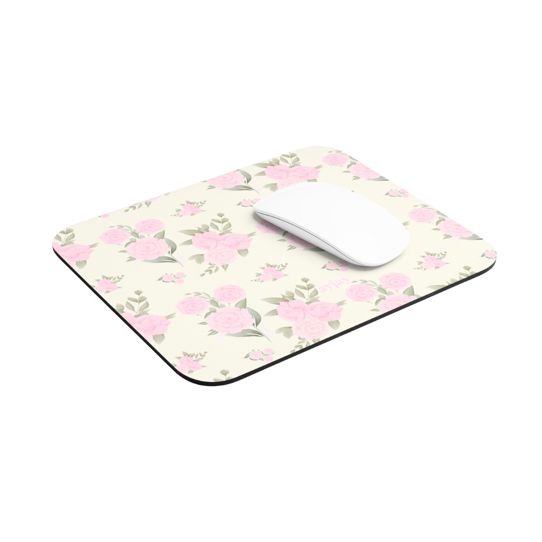 IVORY PINK ROSES MOUSE PAD