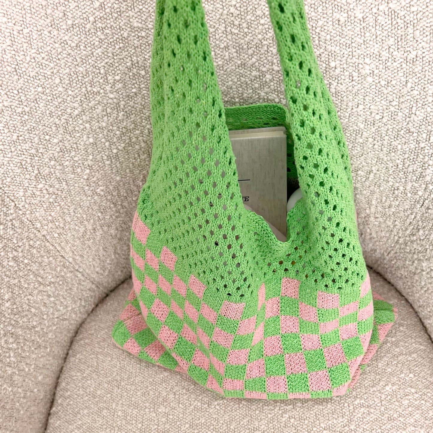 GREEN CROCHET TOTEBAG-AYJAY