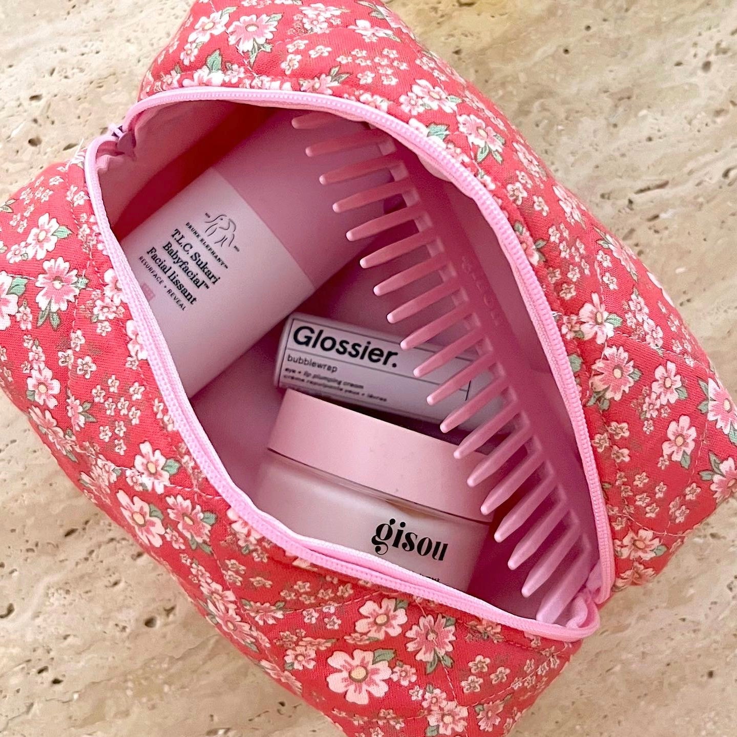 RED & PINK FLORAL MAKE-UP BAG-AYJAY
