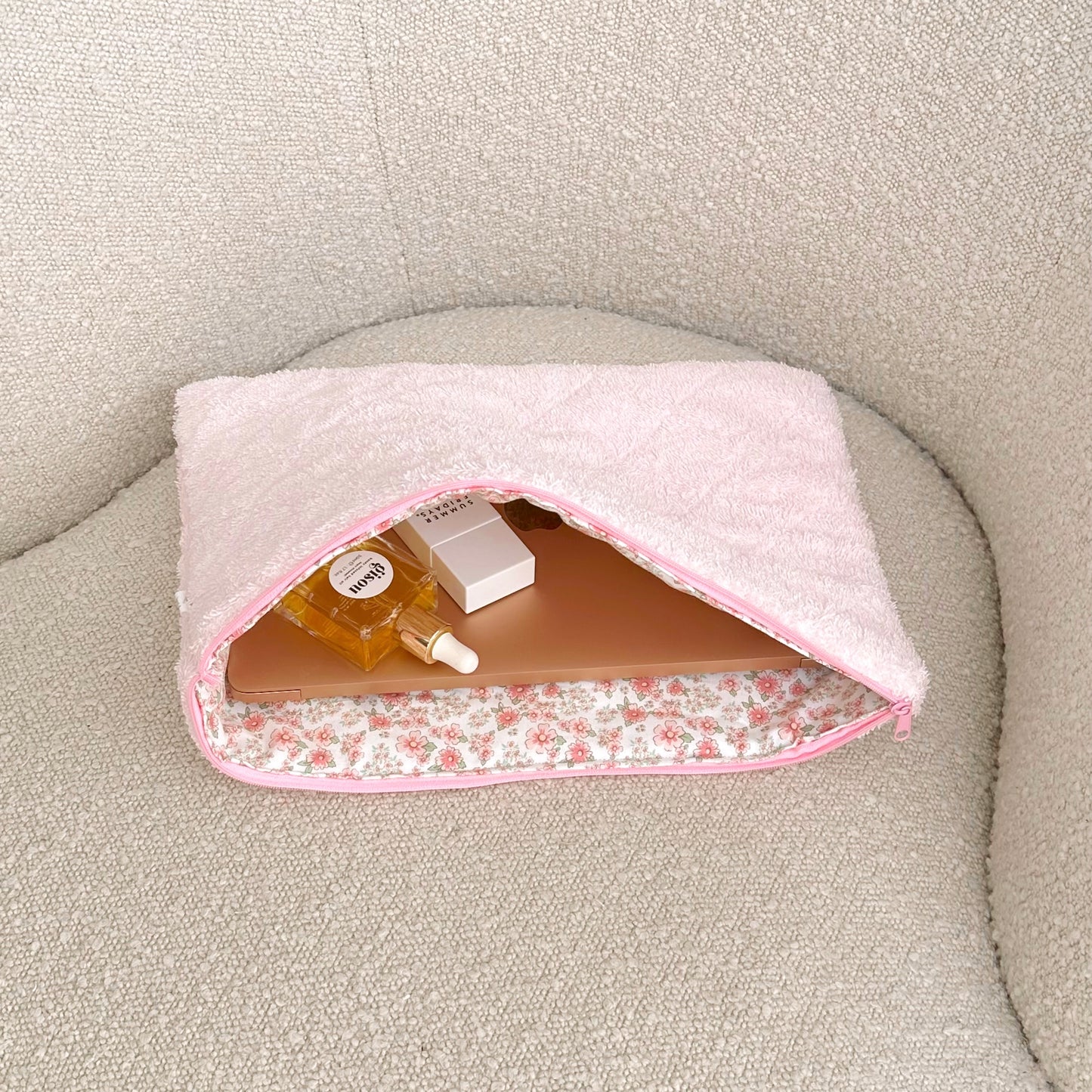 BABY PINK TEDDY LAPTOP SLEEVE-AYJAY