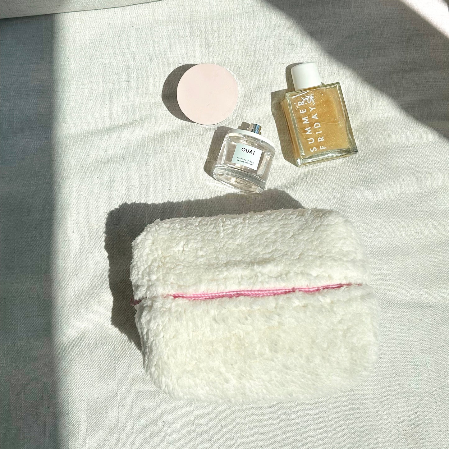 NEUTRAL SOFT FUZZY MAKEUP TOILETRY BAG BEIGE