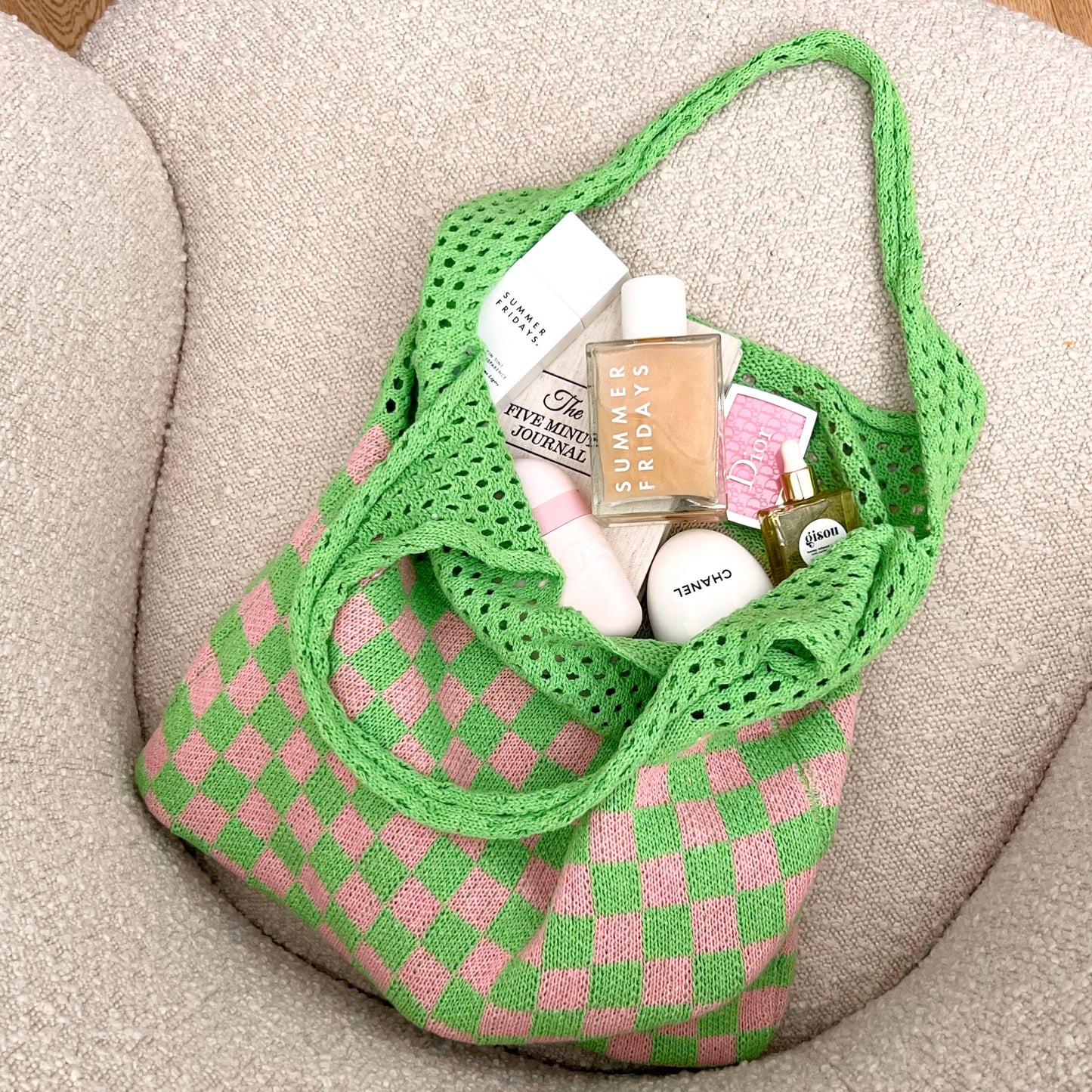 GREEN CROCHET TOTEBAG-AYJAY