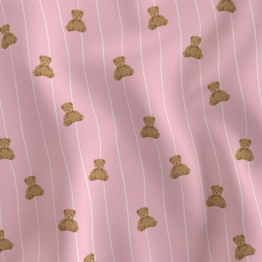 VINTAGE PINK STRIPES TEDDY BEARS