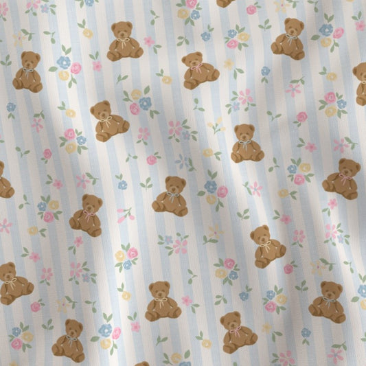 BLUE STRIPES FLORAL TEDDY BEAR