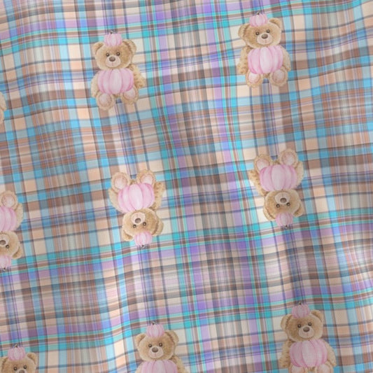 AYJAY FALL PLAID PUMPKIN TEDDY BEAR