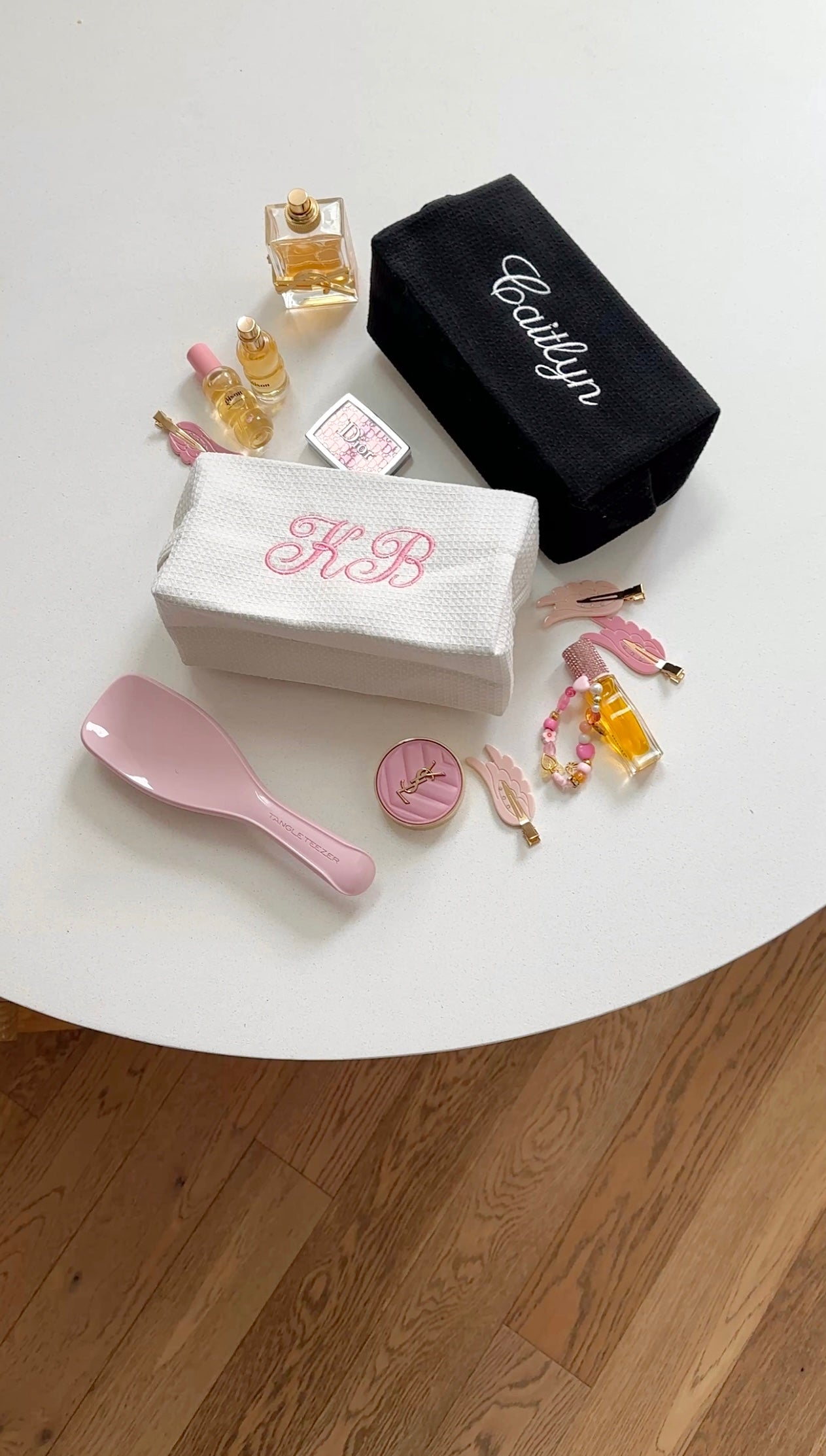 BLACK WAFFLE KNIT CUSTOM EMBROIDERY BAG