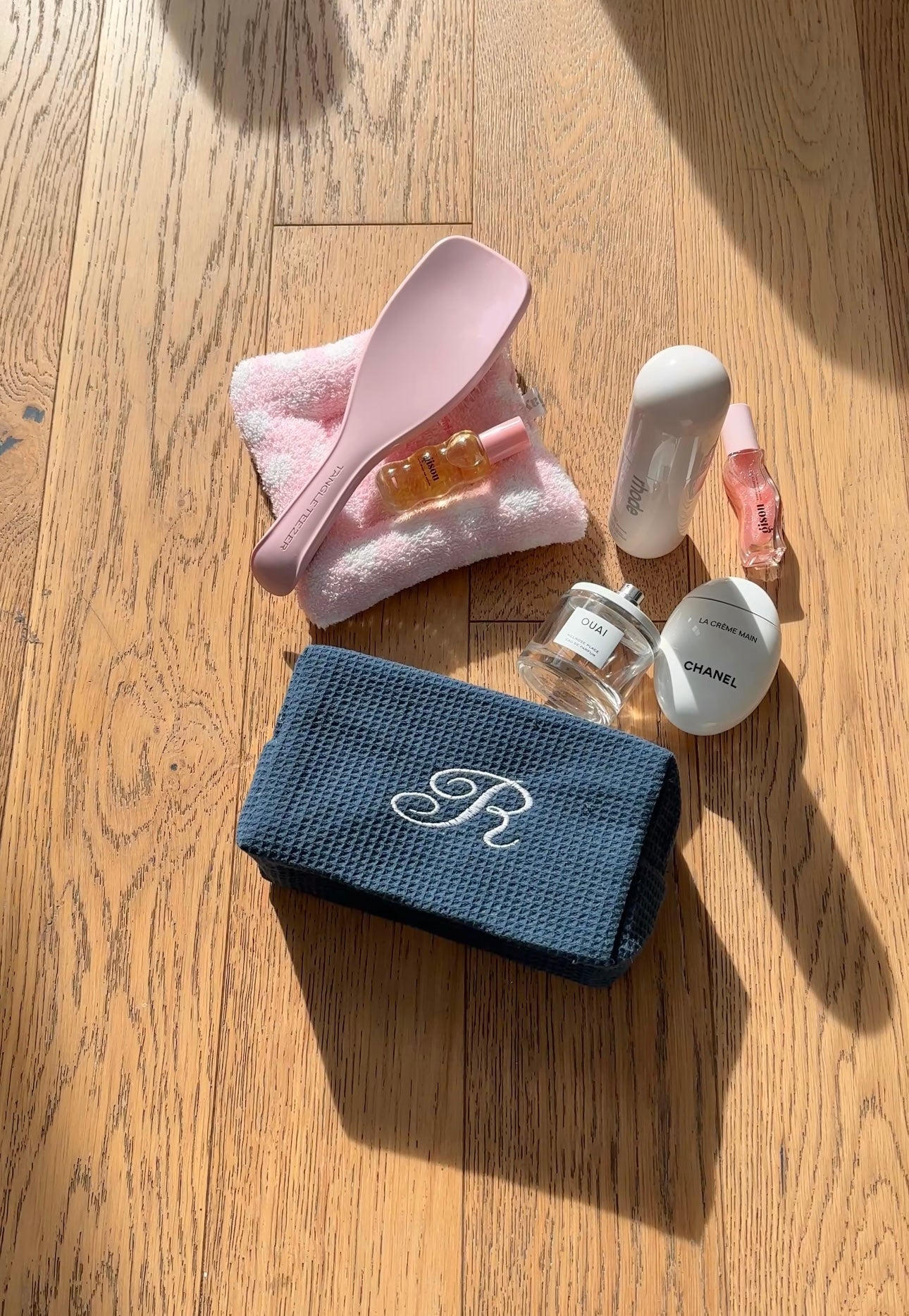 NAVY BLUE WAFFLE KNIT CUSTOM EMBROIDERY BAG