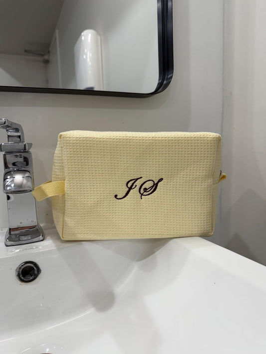 YELLOW WAFFLE KNIT PERSONALIZED NAME BAG