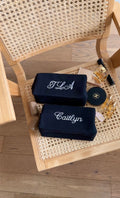 BLACK WAFFLE KNIT CUSTOM EMBROIDERY BAG