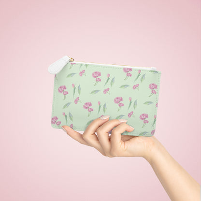 GREEN FLORAL LEATHER POUCH