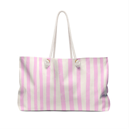 BEIGE & PINK STRIPES WEEKENDER BAG