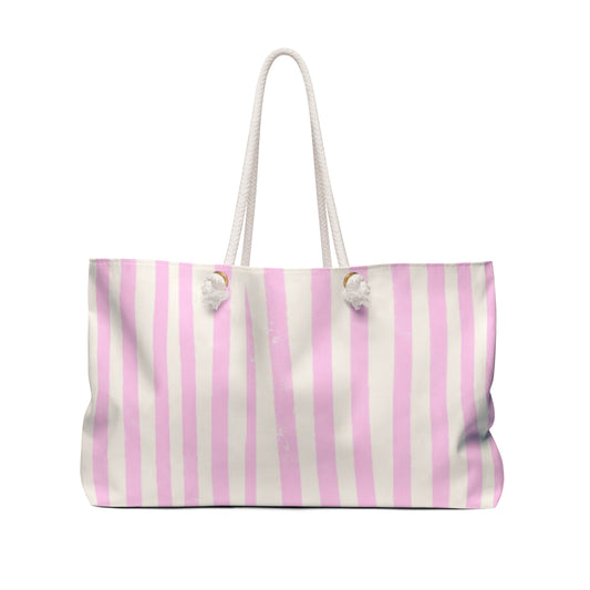 BEIGE & PINK STRIPES WEEKENDER BAG