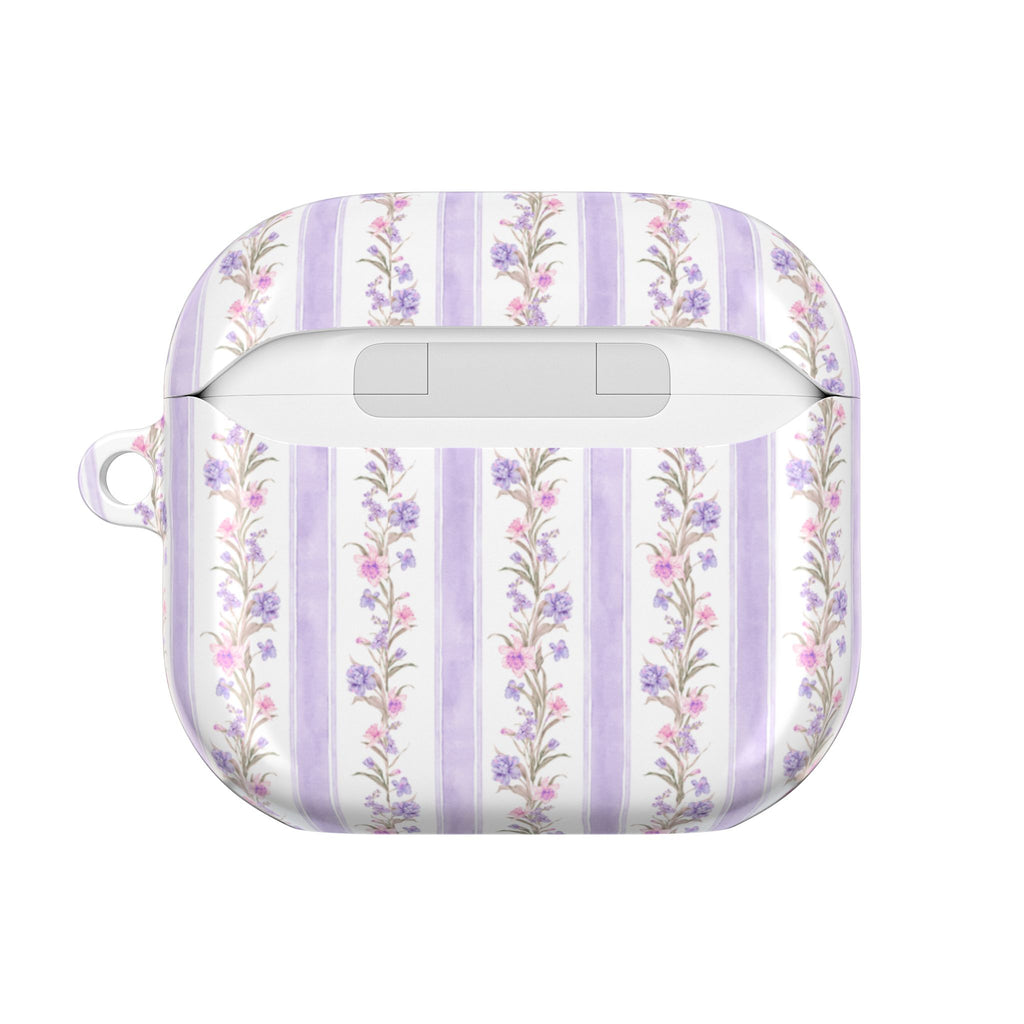 PURPLE STRIPE FLORAL AIRPOD CASE