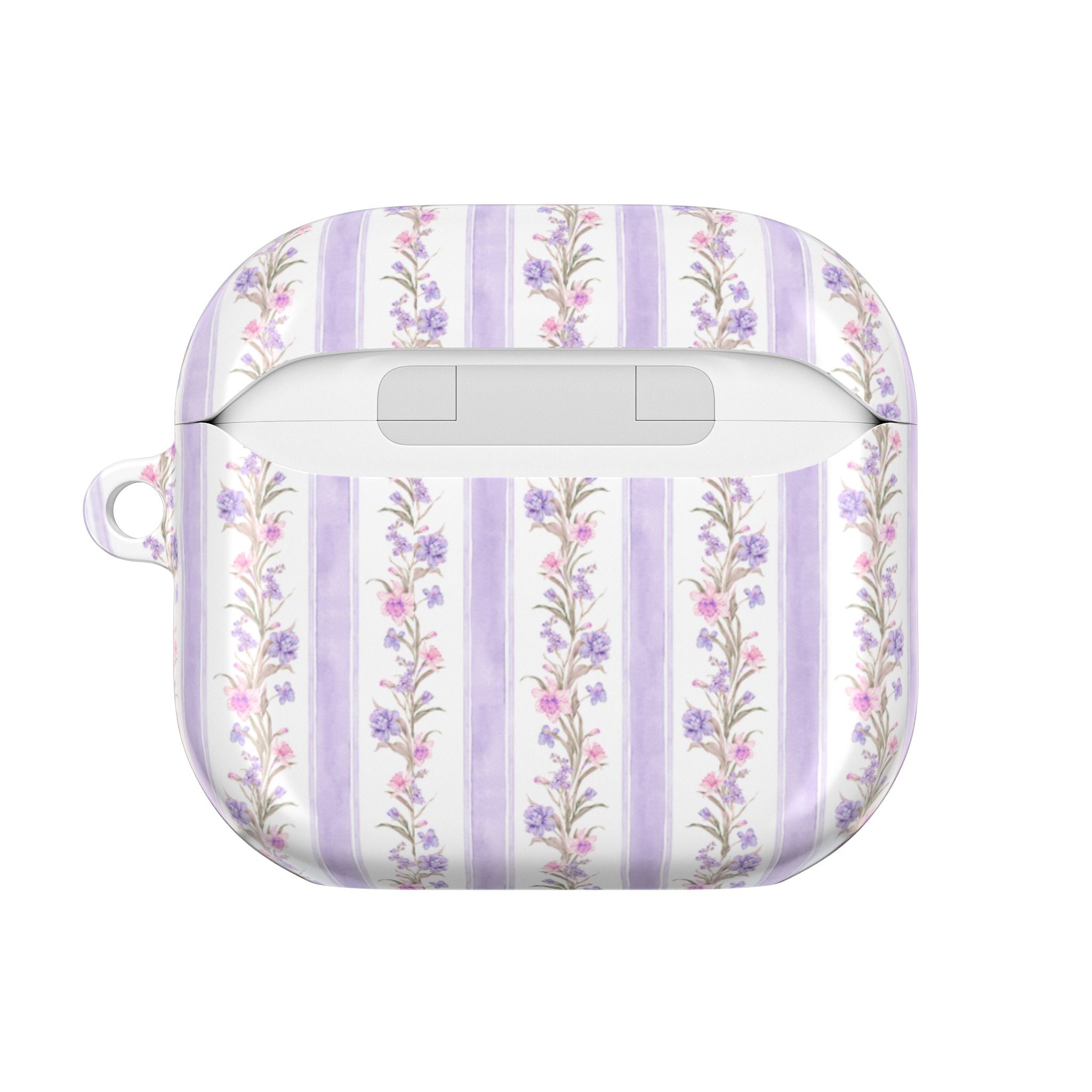 PURPLE STRIPE FLORAL AIRPOD CASE