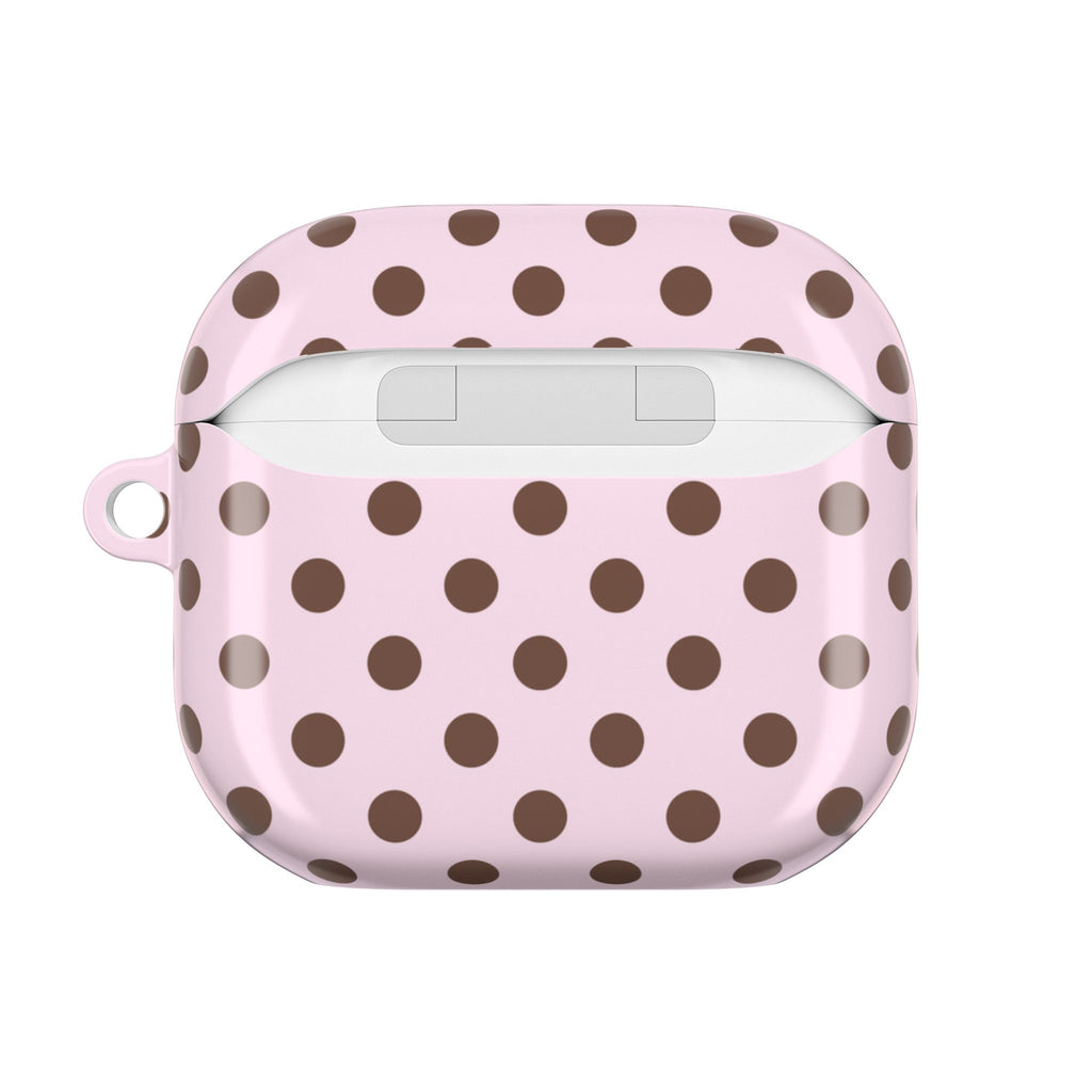 PINK & BROWN POLKA DOT AIRPOD CASE