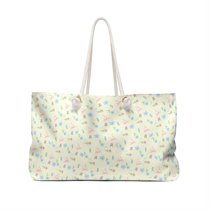 BUTTER YELLOW COTTAGE FLORAL WEEKENDER BAG