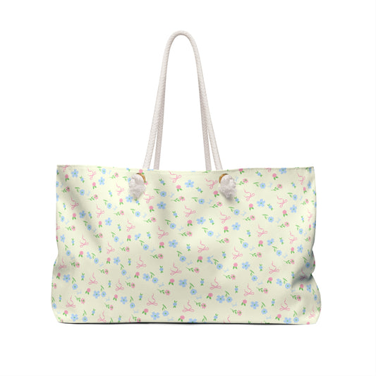 BUTTER YELLOW COTTAGE FLORAL WEEKENDER BAG