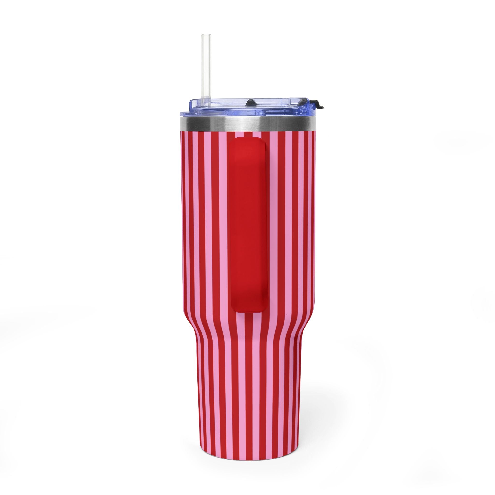 RED & PINK STRIPES 40OZ STAINLESS STEEL TUMBLER