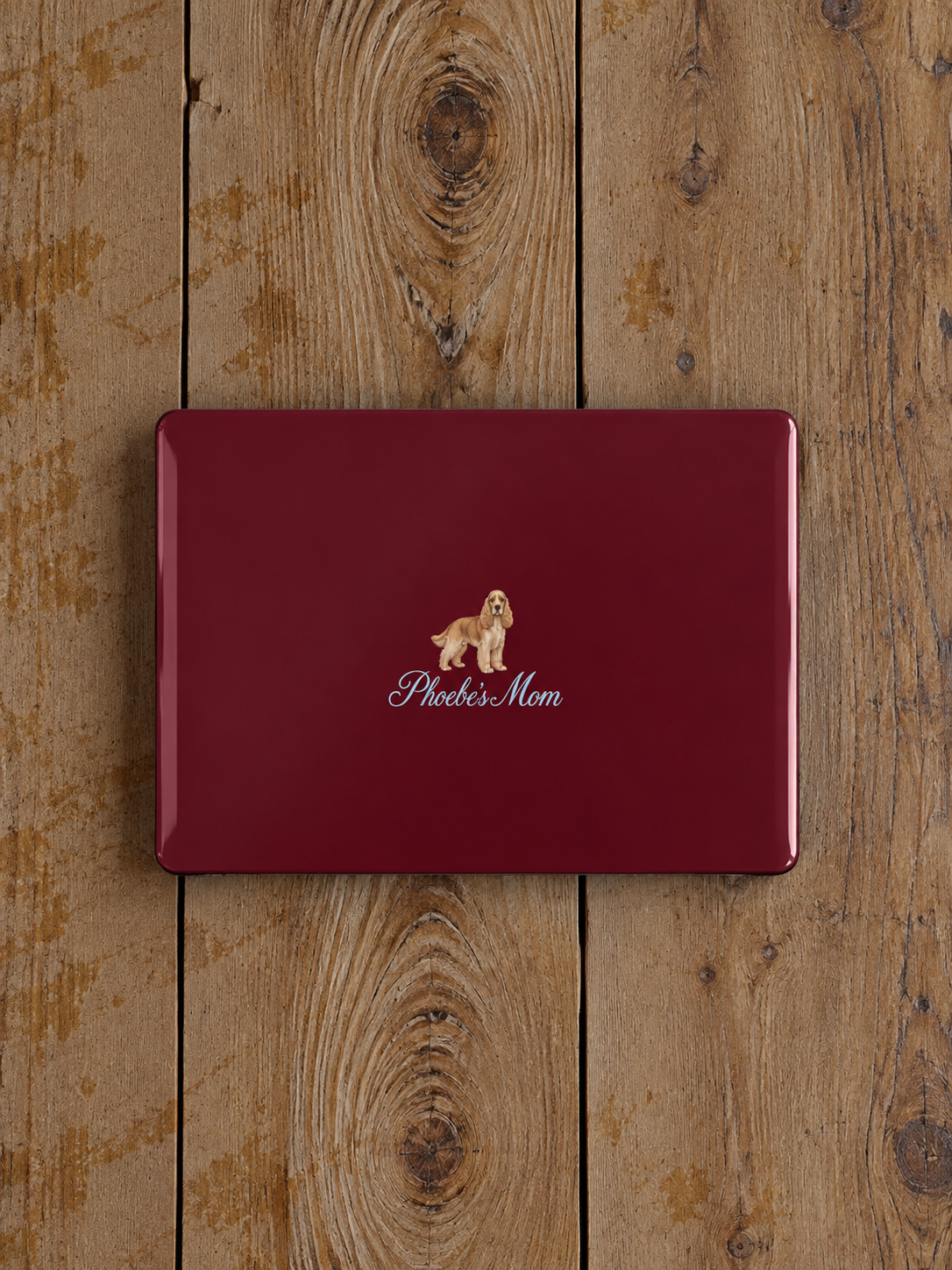 PERSONALIZED CHERRY RED SPANIEL DOG MOM CUSTOM NAME MACBOOK COVERS