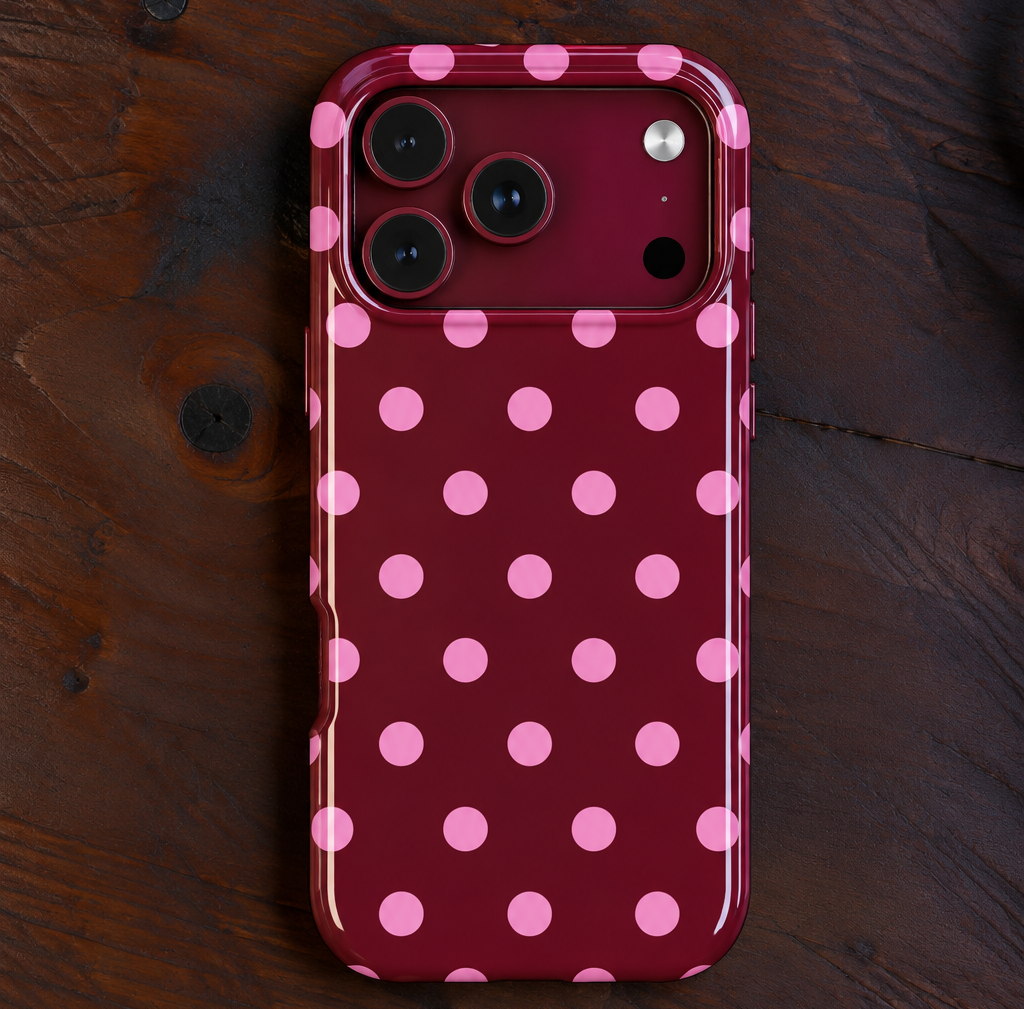 RASPBERRY PINK POLKA DOTS PHONE CASE