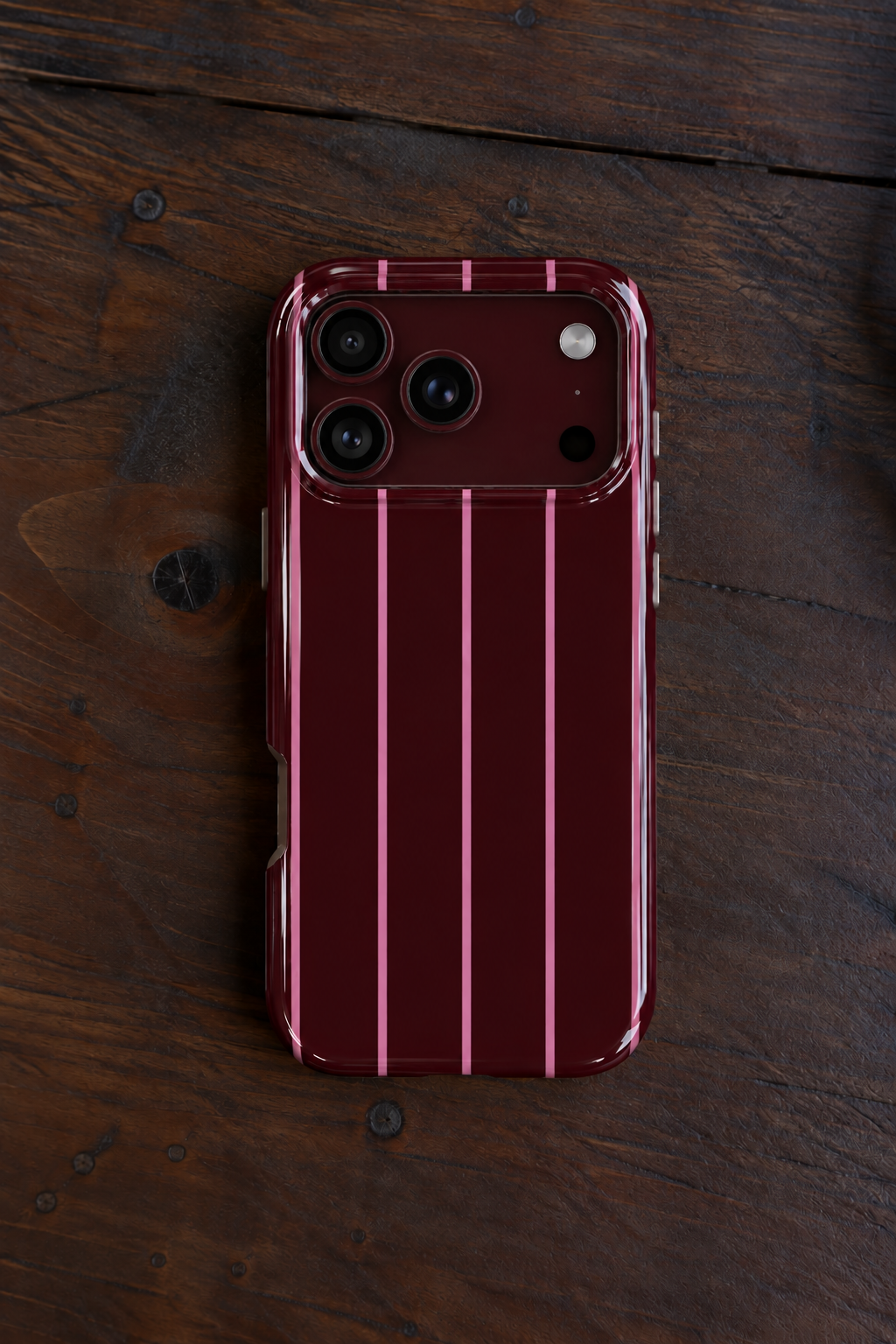 CRANBERRY ROSE MINIMALIST BURGUNDY STRIPES PHONE CASE