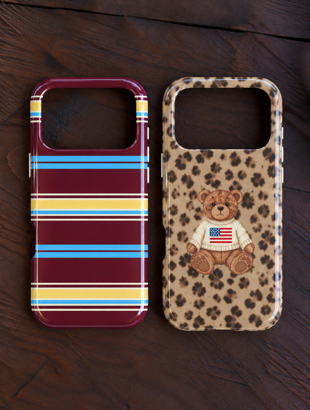 BURGUNDY BLUEBERRY STRIPES PHONE CASE
