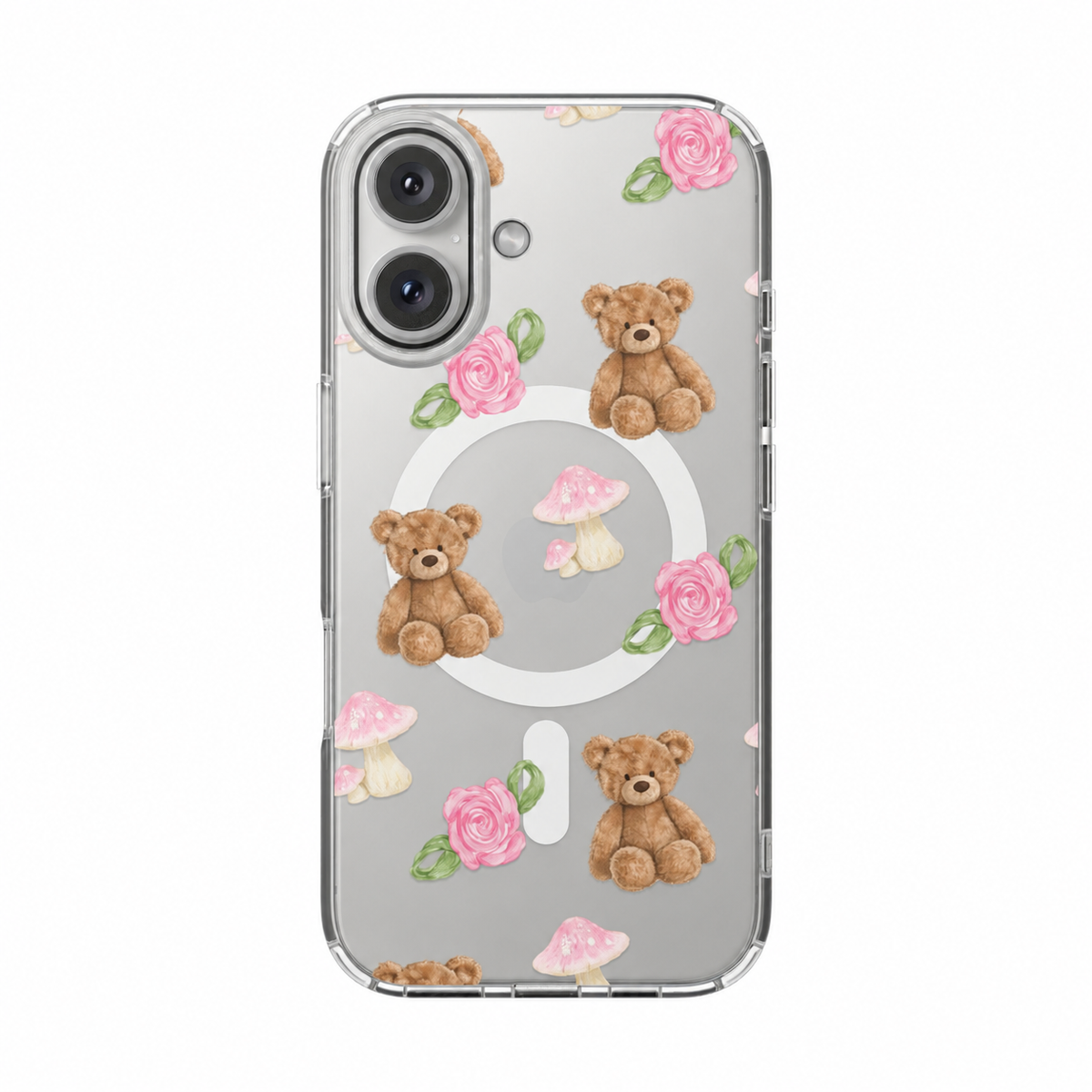 CLEAR TEDDY BEAR ROSE PHONE CASE