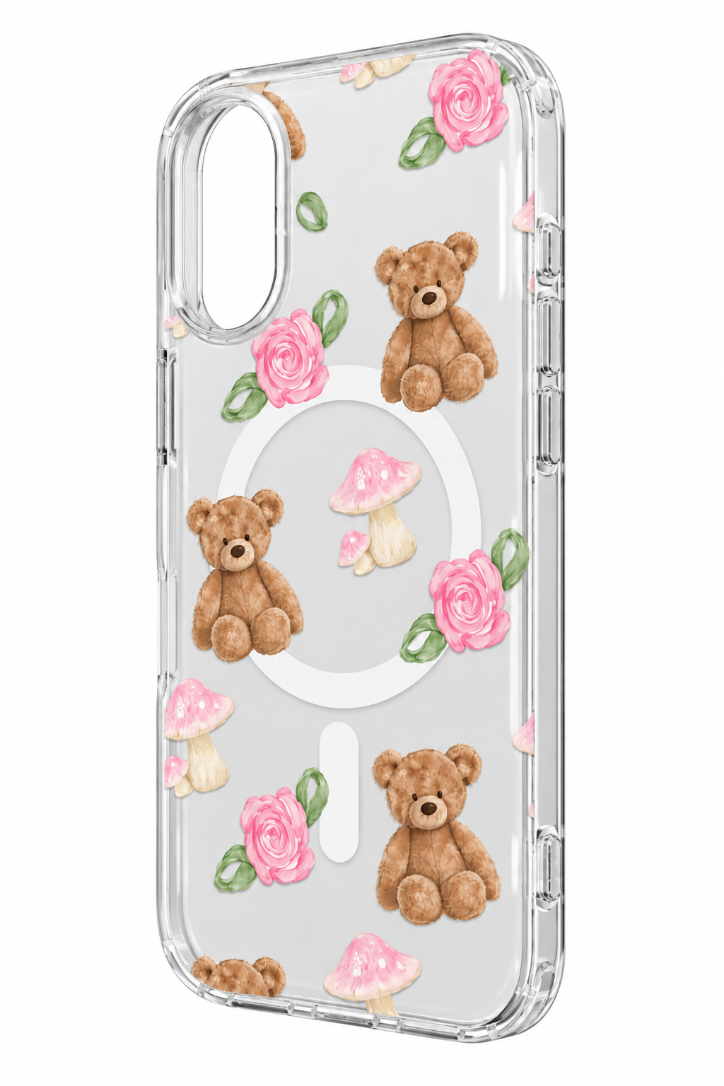 CLEAR TEDDY BEAR ROSE PHONE CASE