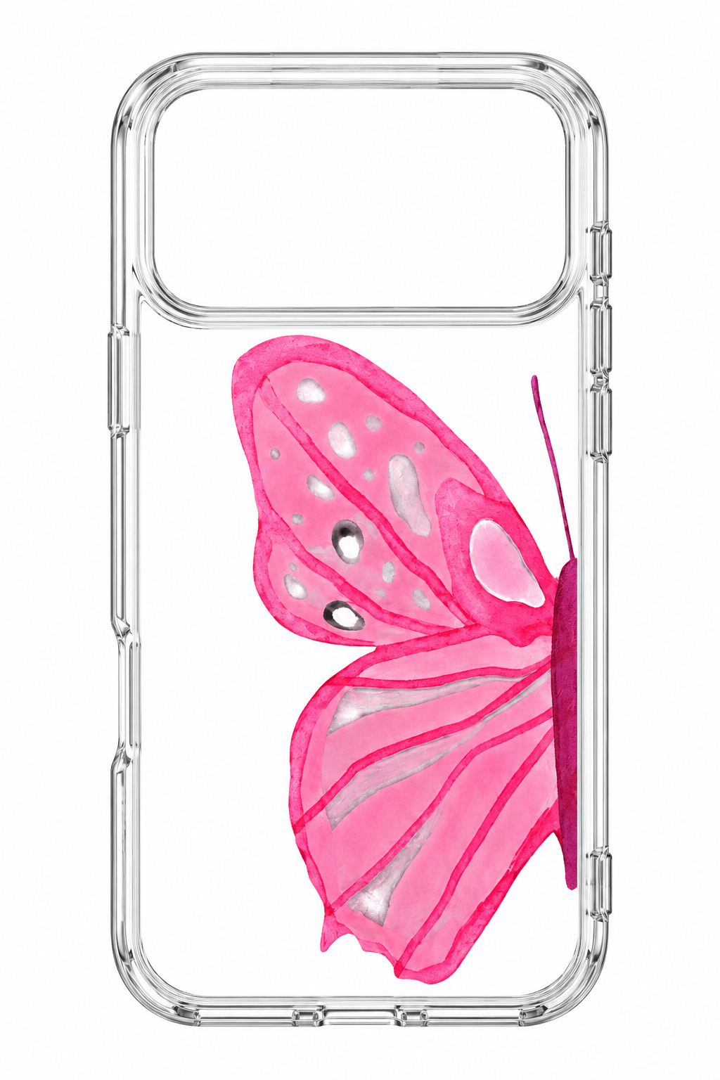 CLEAR PINK BUTTERFLY WING PHONE CASE