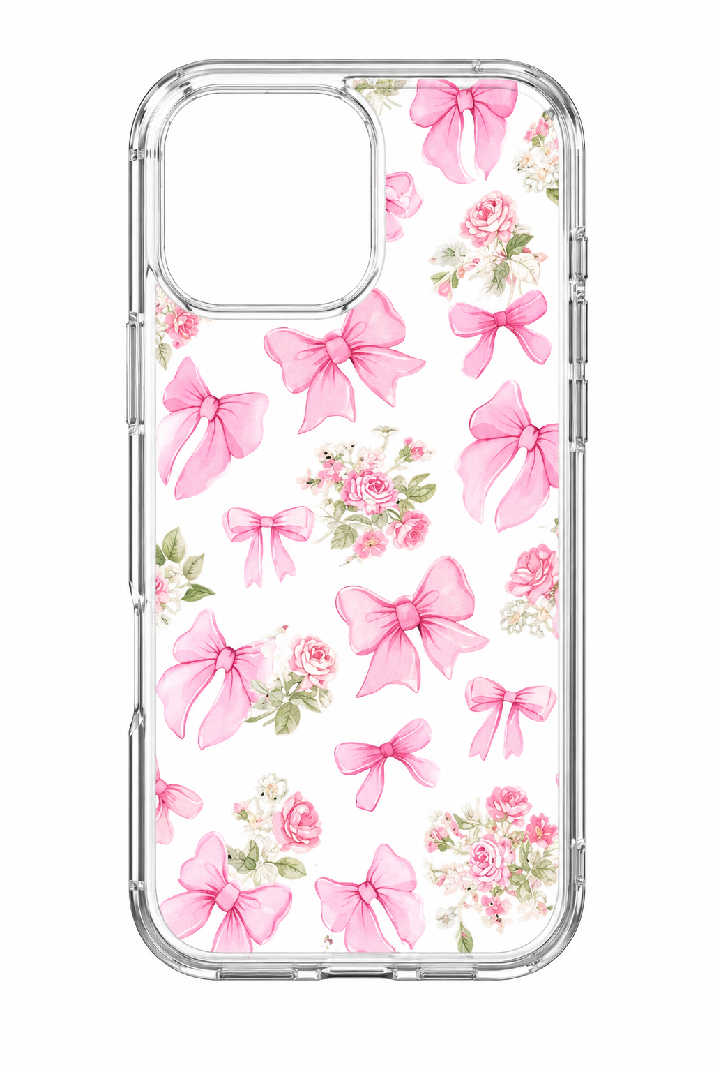 CLEAR COQUETTE PINK BOWS PHONE CASE