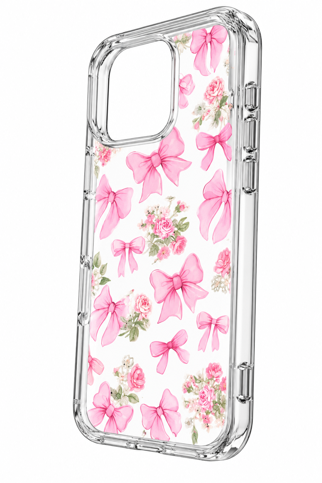 CLEAR COQUETTE PINK BOWS PHONE CASE