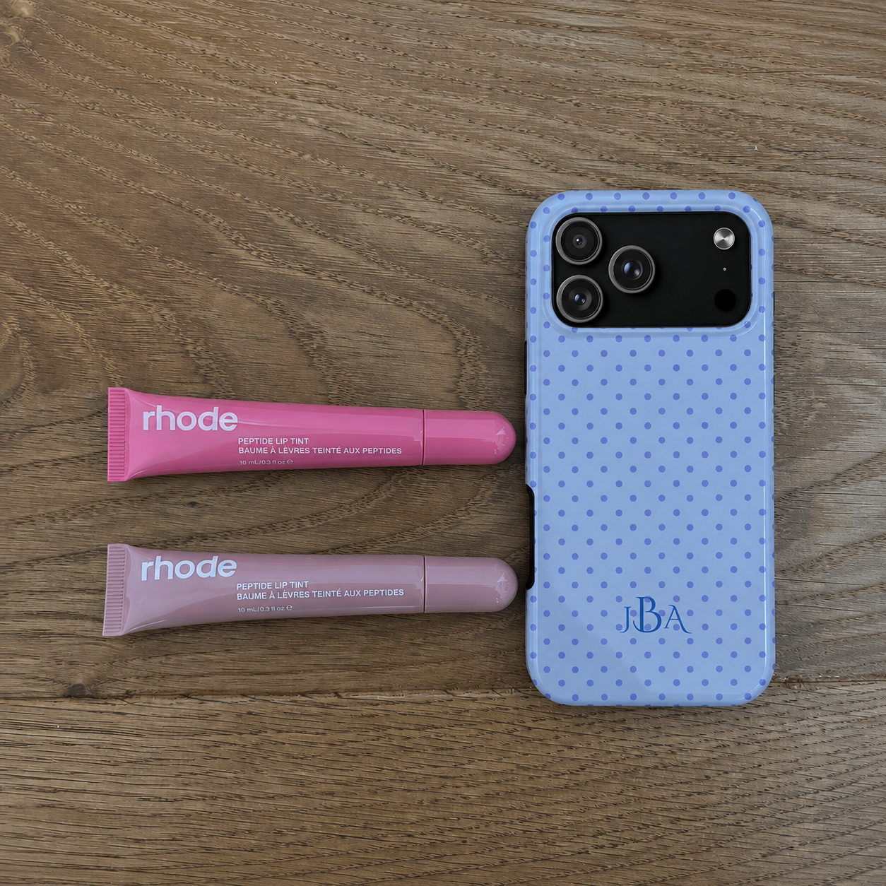 PERSONALIZED NAME CUSTOM BLUE POLKA DOTS MONOGRAM INITIALS PHONE CASE