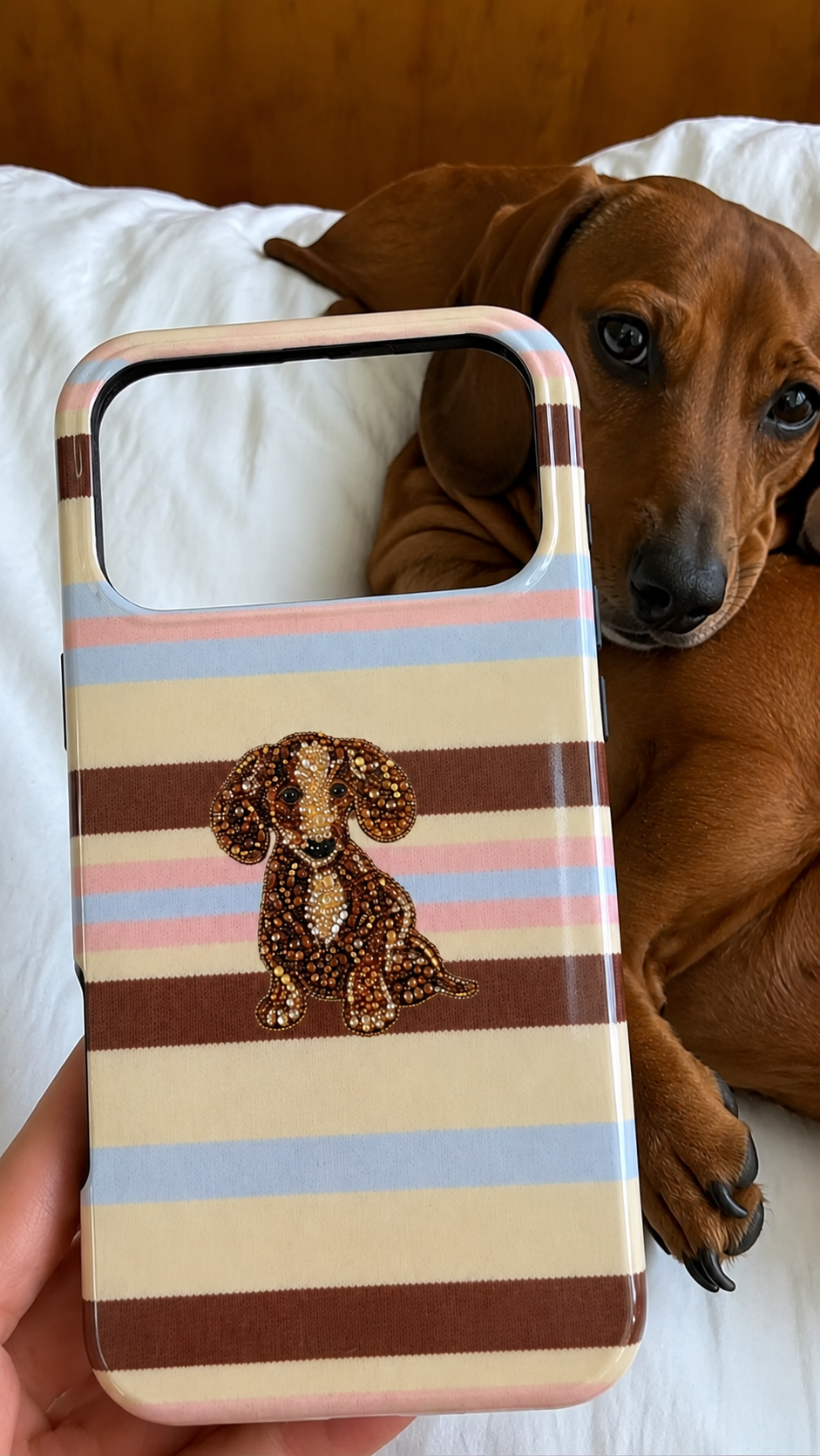 BUTTERSCOTCH STRIPES DACHSHUND PUPPY PHONE CASE