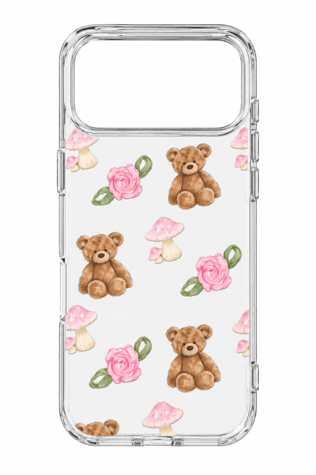 CLEAR TEDDY BEAR ROSE PHONE CASE