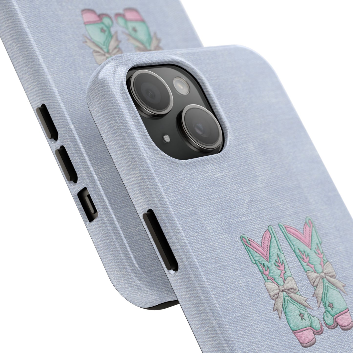 DENIM EMBROIDERY COUNTRY BOOTS PHONE CASE