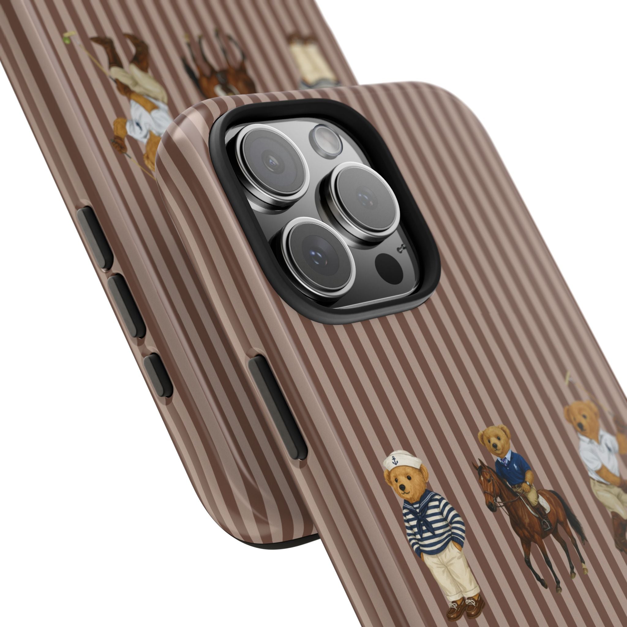 BROWN STRIPES RL TEDDY BEARS PHONE CASE