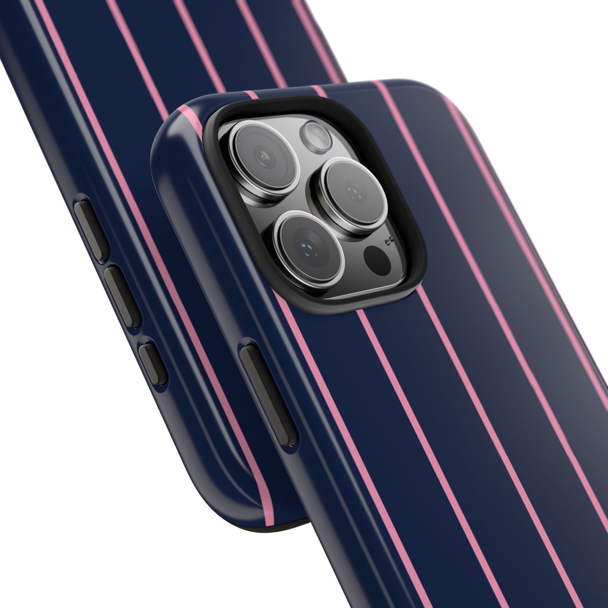 NAVY PETAL ROSE MINIMALIST STRIPES PHONE CASE