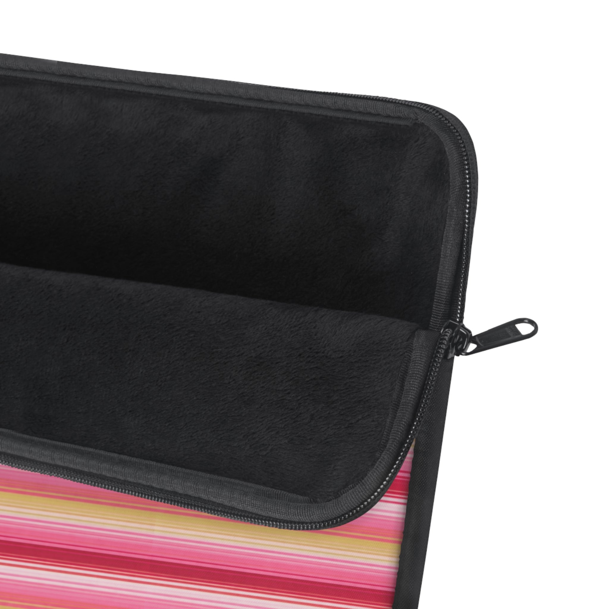 Neoprene device sleeve interior with black lining and zipper pull tab