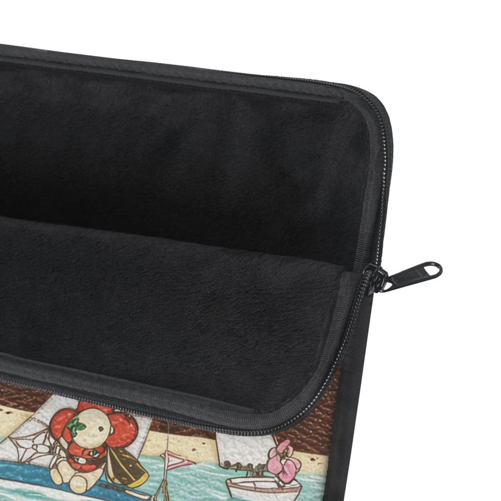 Dark-lined laptop sleeve with zipper and protective inner padding