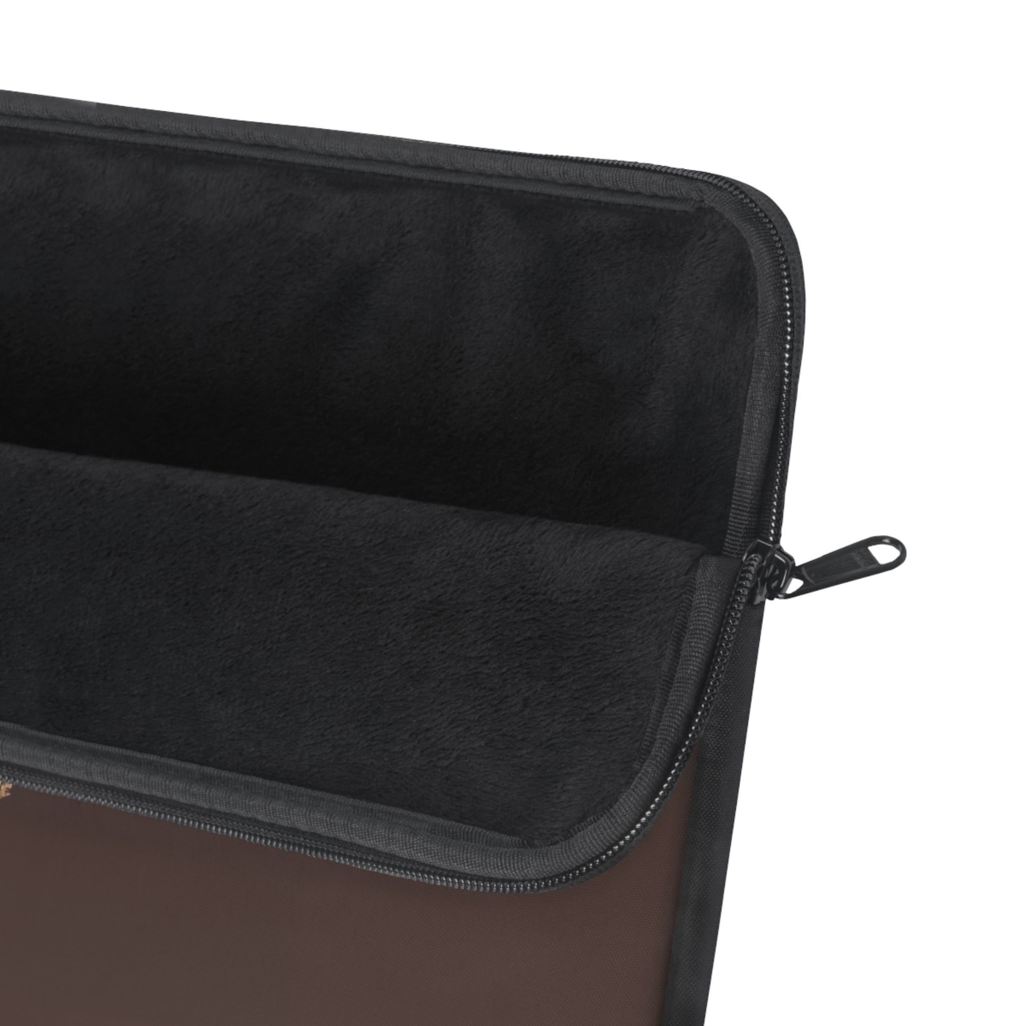 Brown Dior device sleeve with zipper, dark interior lining, and stitched edge detailing