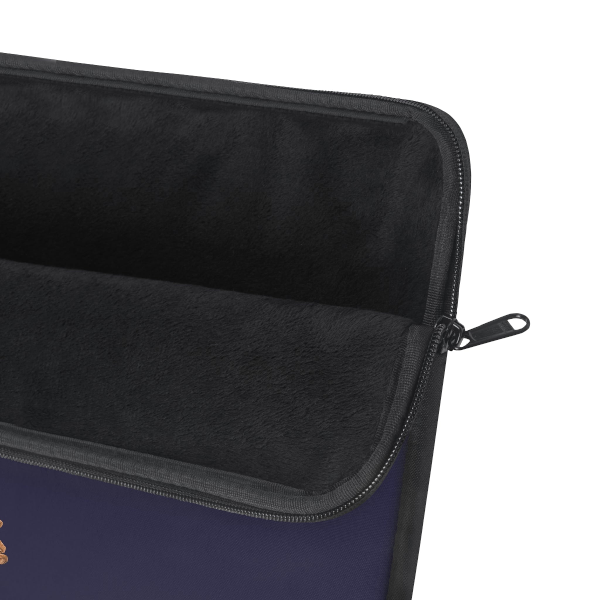 Navy sleeve corner with zipper and gray inner lining