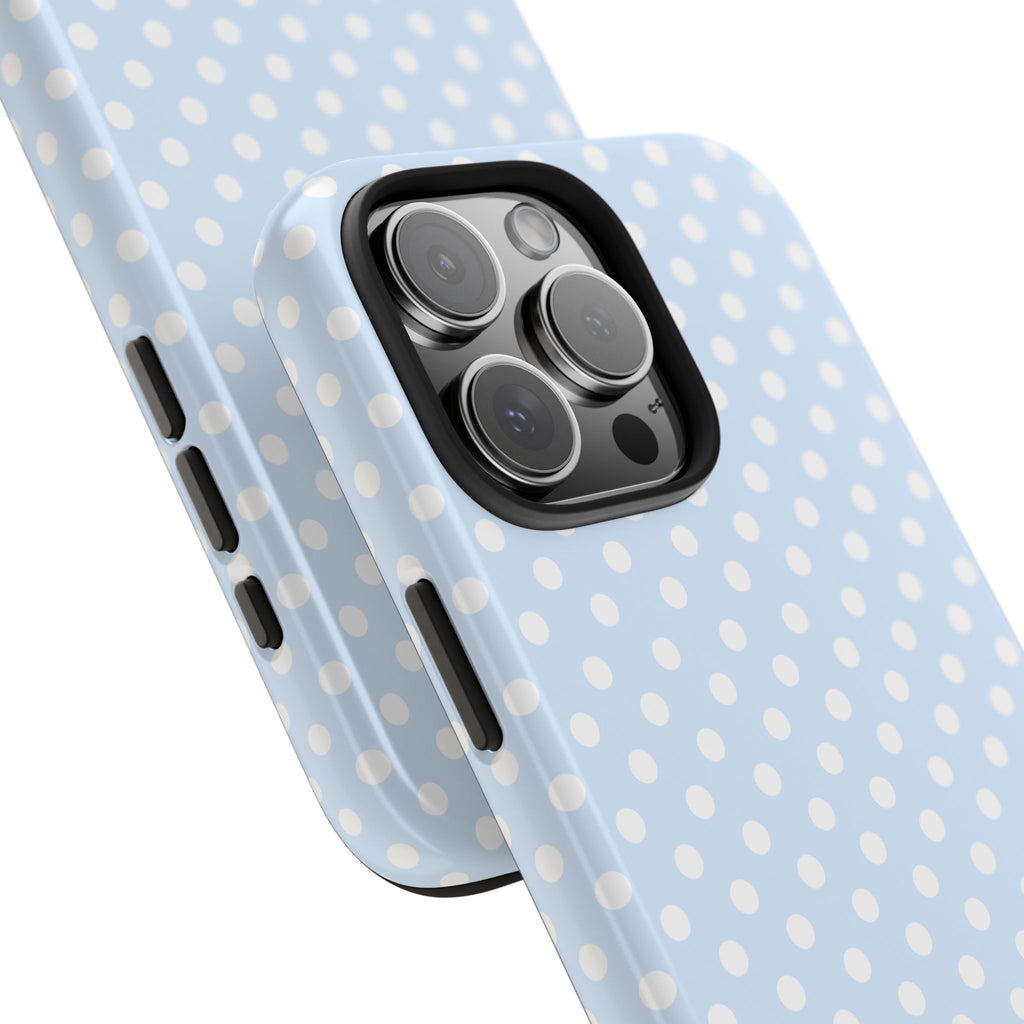 PASTEL BLUE WHITE POLKA DOTS PHONE CASE