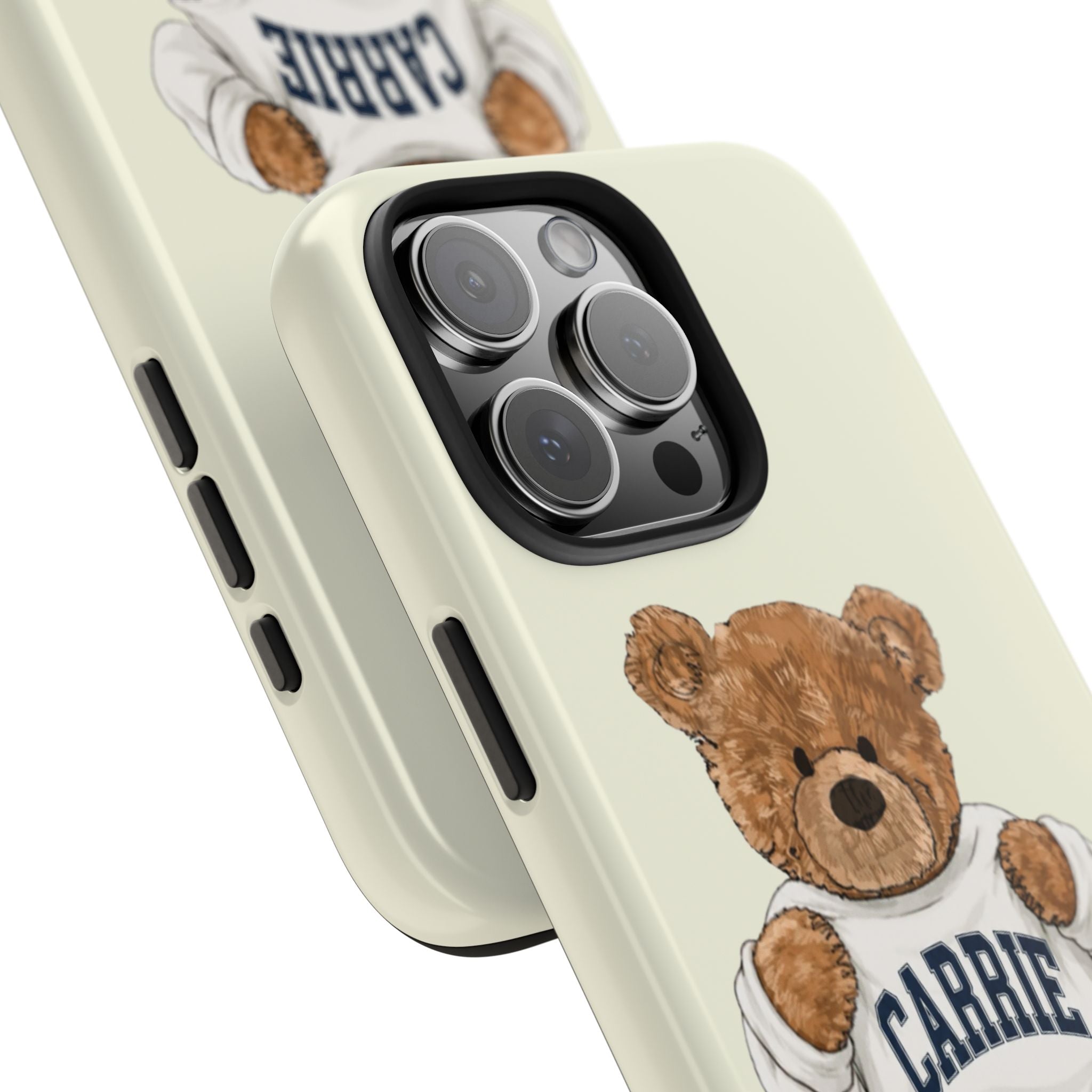 PERSONALIZED VARSITY SWEATER IVORY CUSTOM TEDDY BEAR NAME PHONE CASE
