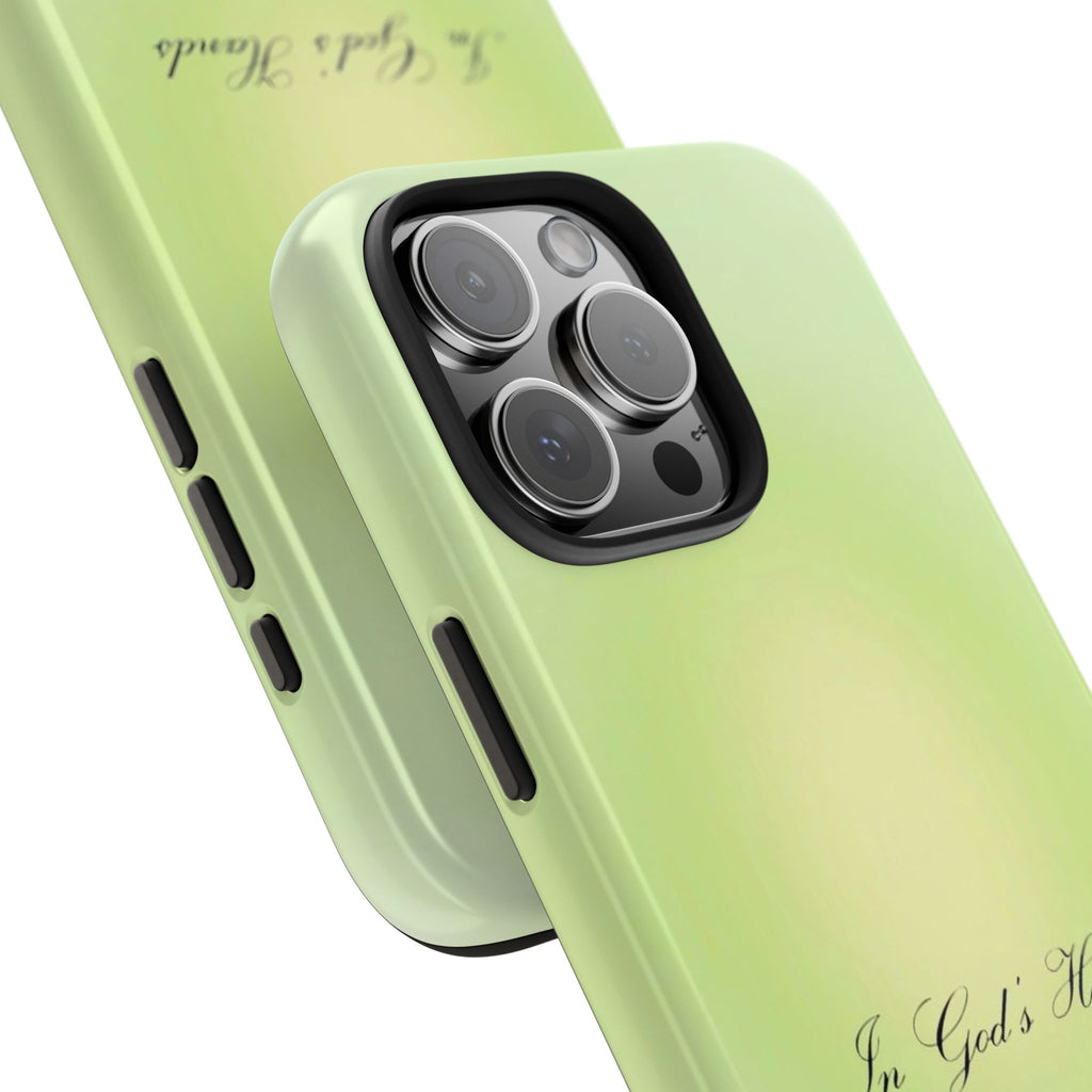 LIME GREEN AURA IN GOD'S HANDS PHONE CASE