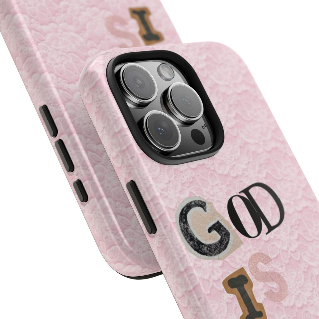 PINK LACE GOD IS WITHIN HER PHONE CASE