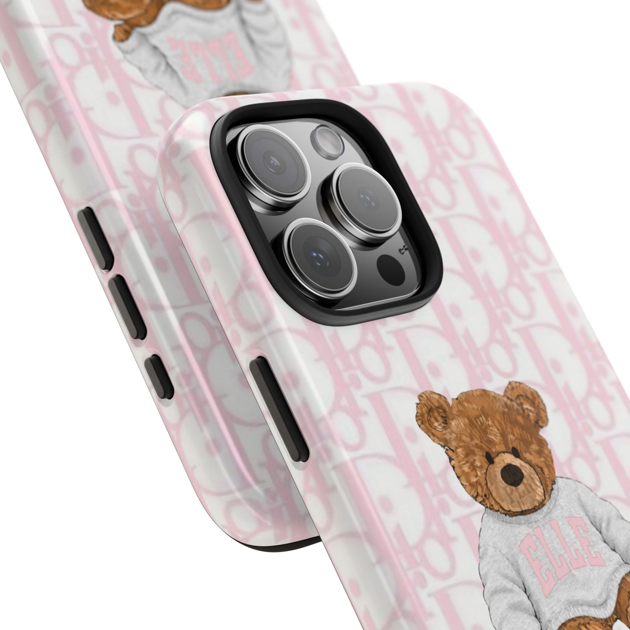 PERSONALIZED CUSTOM NAME PINK DIOR TEDDY BEAR PHONE CASE
